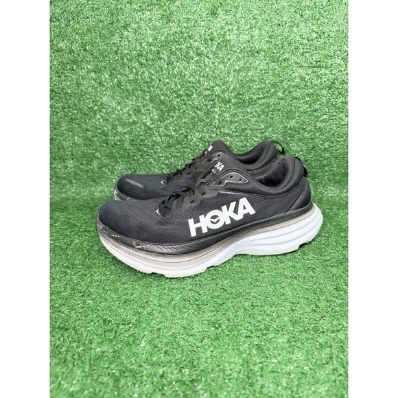 Hoka One One Bondi 8 Women Size 9.5 Black White Athletic Running Shoes Sneakers - Picture 5 of 11